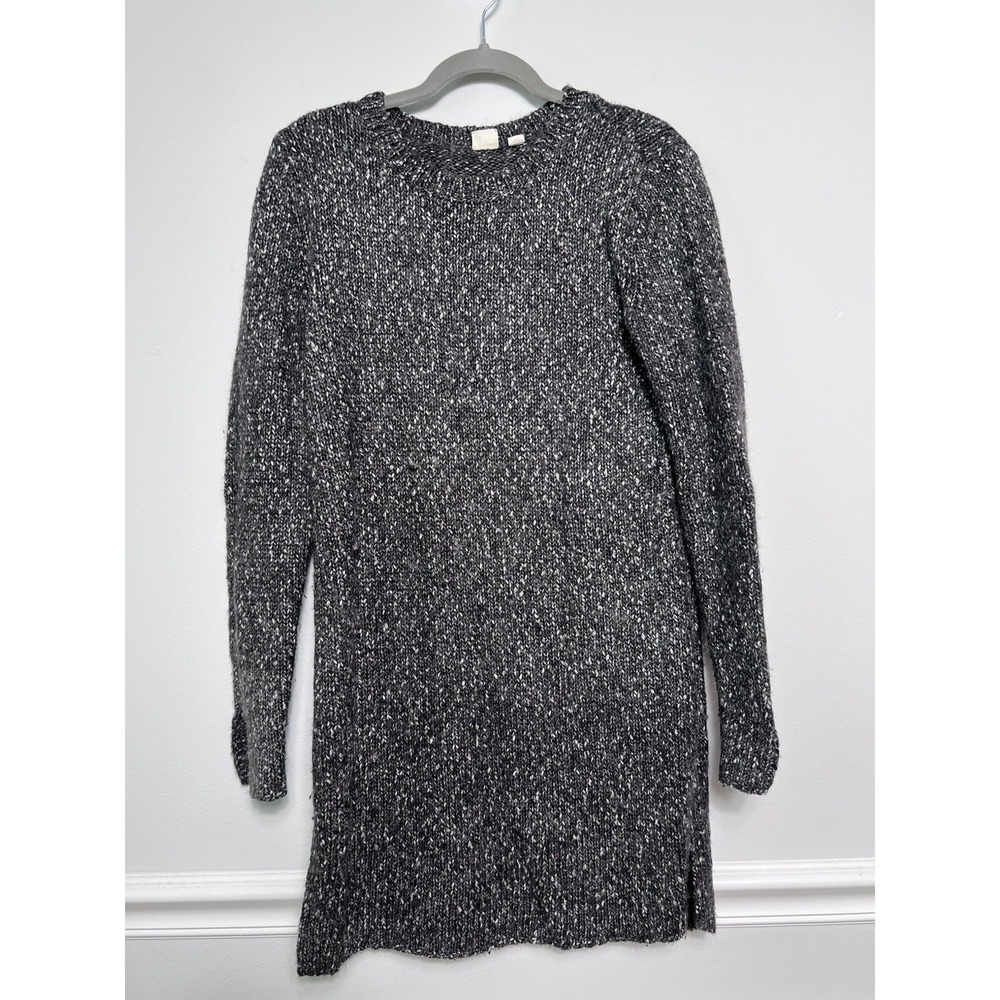 GAP Women's Side Slit Tunic Sweater (S) Alpaca Blend Marled Charcoal Gray Preppy